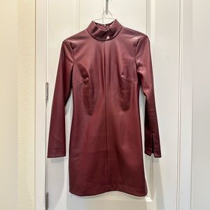 Staud mini leather dress. Cognac color. Fits like a glove. Super soft and sexy.